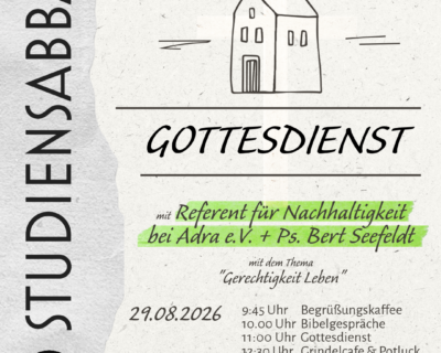Studiensabbat am 29. August 2026